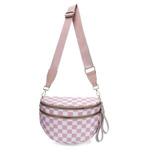 2043 Checkered Crossbody Bag Spacious Bum Bags Nylon Fanny Packs Belt Bag